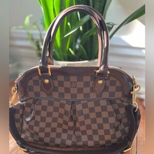 Louis Vuitton Trevi Handbag Damier PM Brown 2 Way Satchel Crossbody.